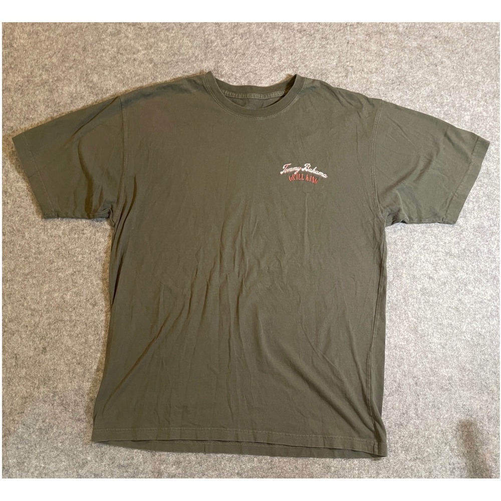 Tommy Bahama Grill King Graphic T-Shirt Olive Green Short Sleeve Mens XL